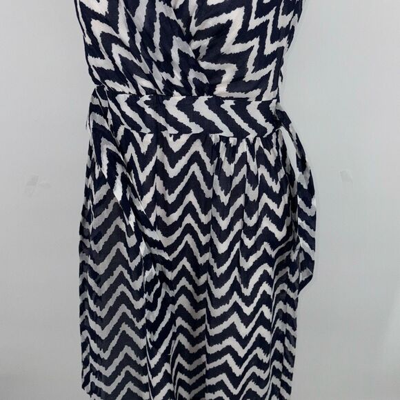Bergdorf Goodman Milly Wrap MIDI Dress Cotton‎ Cap Sleeve Navy White 6 - Picture 8 of 15